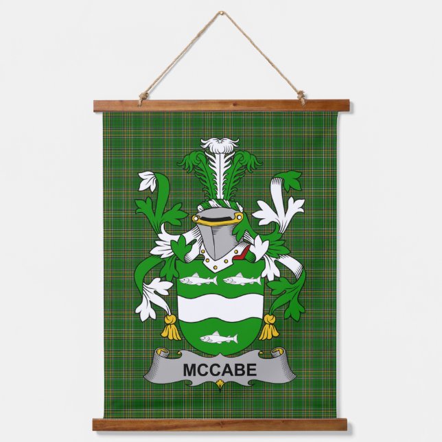 Irish McCabe Coat of Arms Family Crest Hanging Tapestry (Front)