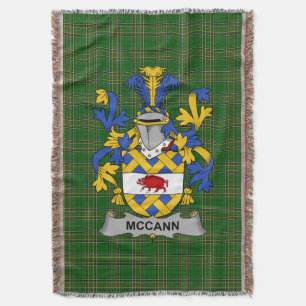 Irish McCann Coat of Arms Family Crest Ireland Throw Blanket