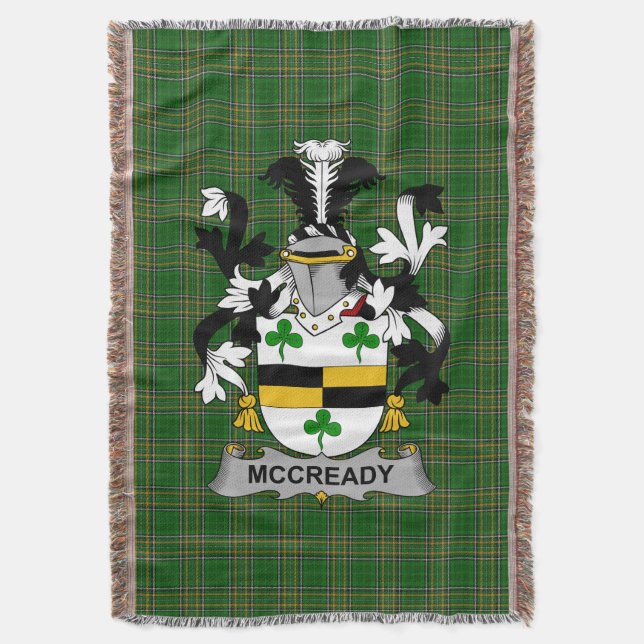  Irish McCready or McCreadie Coat of Arms Family C Throw Blanket (Front Vertical)