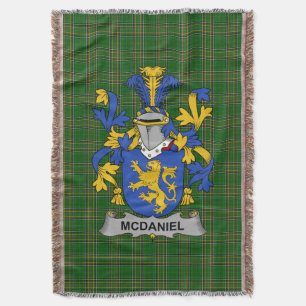Irish McDaniel or Daniel Coat of Arms Family Cres Throw Blanket