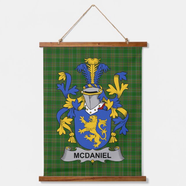 Irish McDaniel or Daniel Coat of Arms Family Crest Hanging Tapestry (Front)