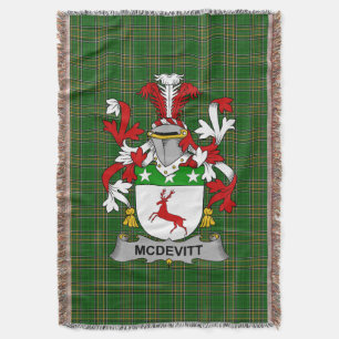  Irish McDevitt Coat of Arms Family Crest Ireland Throw Blanket