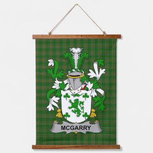Irish McGarry or Garry Coat of Arms Family Crest Hanging Tapestry