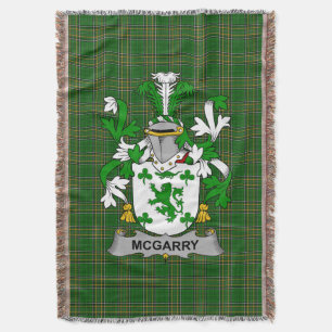  Irish McGarry or Garry Coat of Arms Family Crest  Throw Blanket