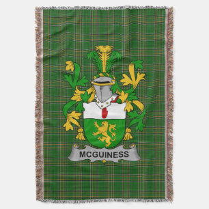 Irish McGuiness or McGenis Coat of Arms Family Cr Throw Blanket