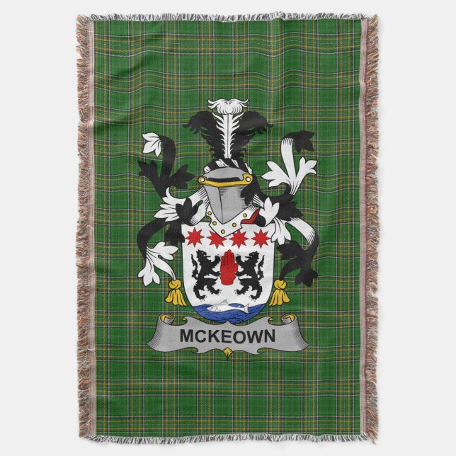  Irish McKeown or Keon Coat of Arms Family Crest I Throw Blanket (Front Vertical)