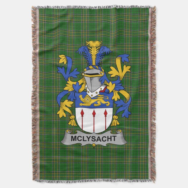  Irish McLysacht or Lysacht Coat of Arms Family Cr Throw Blanket (Front Vertical)