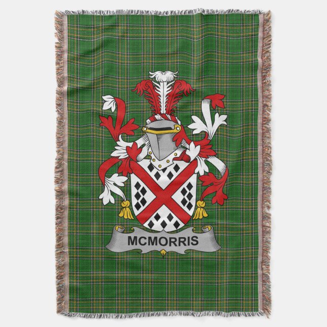  Irish McMorris or McMoresh Coat of Arms Family Cr Throw Blanket (Front Vertical)