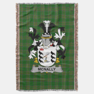 Irish McNally Coat of Arms Family Crest Ireland Throw Blanket