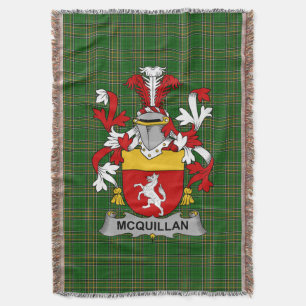  Irish McQuillan Coat of Arms Family Crest Ireland Throw Blanket