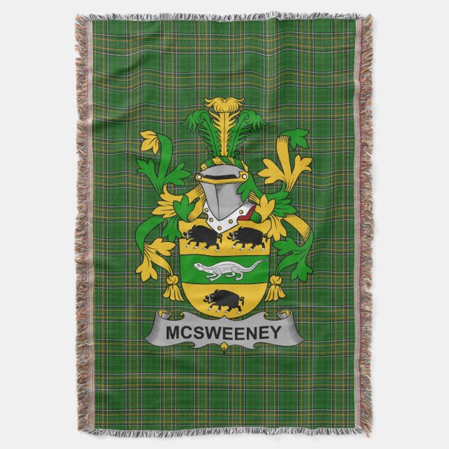  Irish McSweeney Coat of Arms Family Crest Ireland Throw Blanket (Front Vertical)