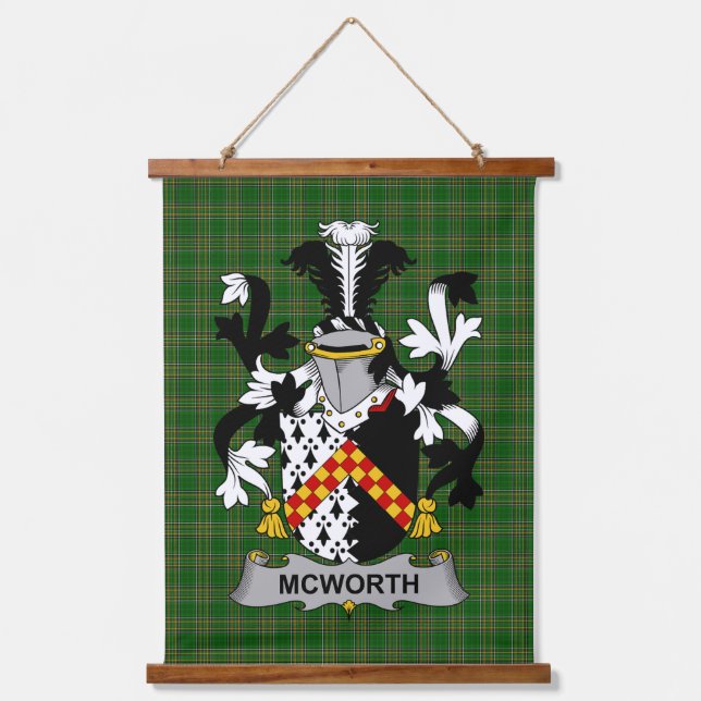 Irish McWorth or MacWorth Coat of Arms Family Cres Hanging Tapestry (Front)