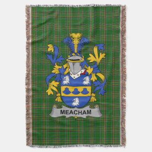  Irish Meacham Coat of Arms Family Crest Ireland Throw Blanket