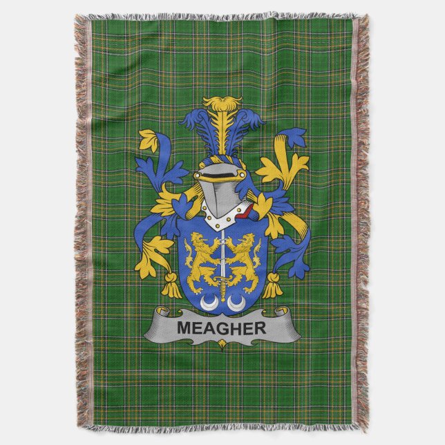  Irish Meagher or O_Maher Coat of Arms Family Cres Throw Blanket (Front Vertical)