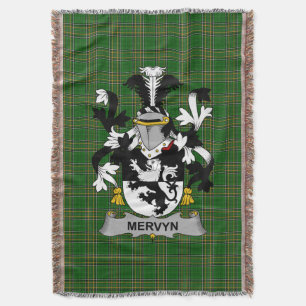 Irish Mervyn Coat of Arms Family Crest Ireland Throw Blanket