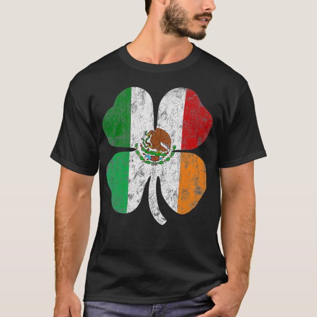 Irish Mexican Flag Ireland Mexico Shamrock St T-Shirt (Front)