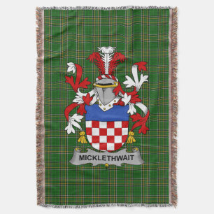  Irish Micklethwait Coat of Arms Family Crest Irel Throw Blanket