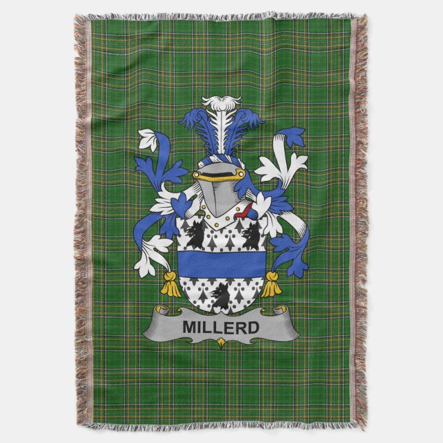  Irish Millerd Coat of Arms Family Crest Ireland Throw Blanket (Front Vertical)