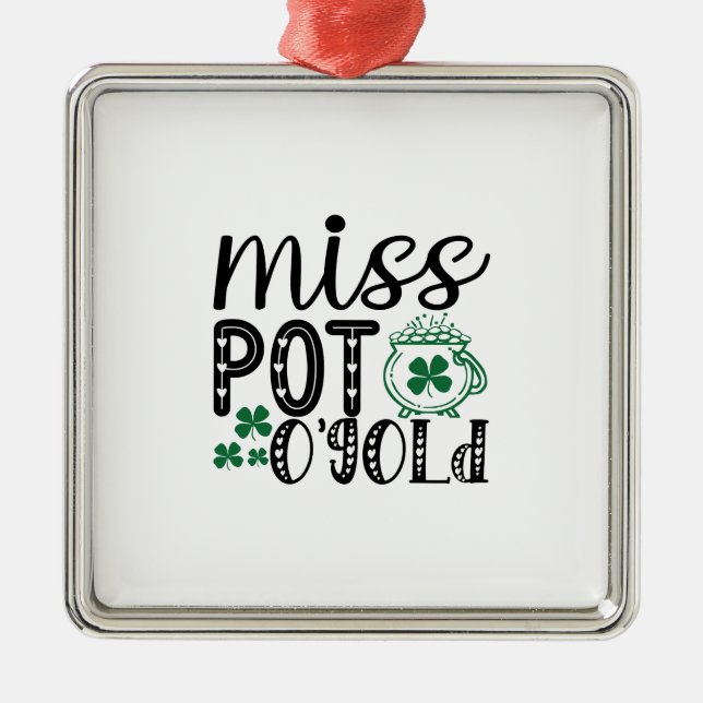 Irish Miss Pot O Gold Metal Tree Decoration (Front)