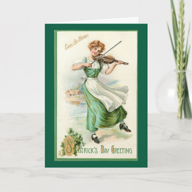 Irish Miss With Violin Greeting Card (Front)