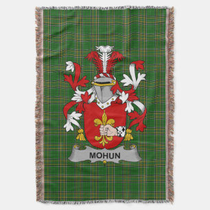 Irish Mohun or Mohan Coat of Arms Family Crest Ir Throw Blanket