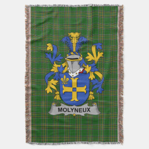 Irish Molyneux Coat of Arms Family Crest Ireland Throw Blanket