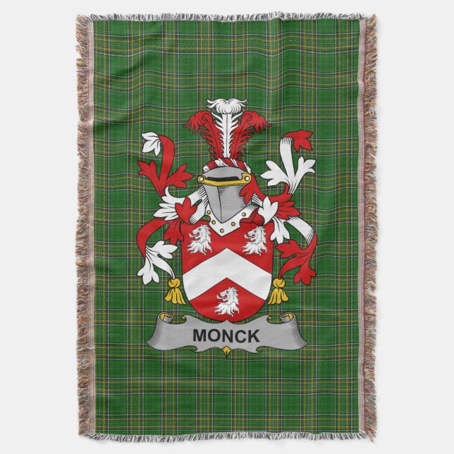  Irish Monck or Moncke Coat of Arms Family Crest I Throw Blanket (Front Vertical)