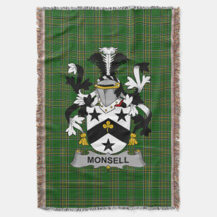 Irish Monsell Coat of Arms Family Crest Ireland Throw Blanket