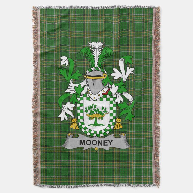  Irish Mooney or O_Mooney Coat of Arms Family Cres Throw Blanket (Front Vertical)
