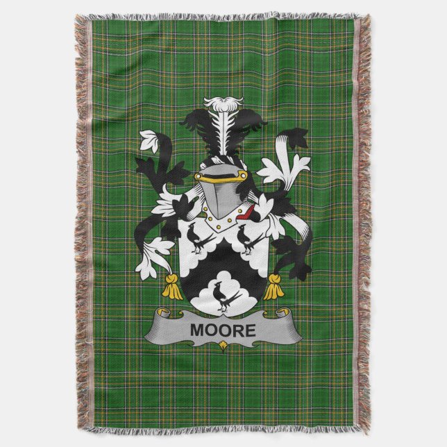  Irish Moore Coat of Arms Family Crest Ireland Throw Blanket (Front Vertical)