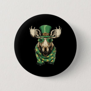 Irish moose with hearts sunglasses shamrocks st 6 cm round badge