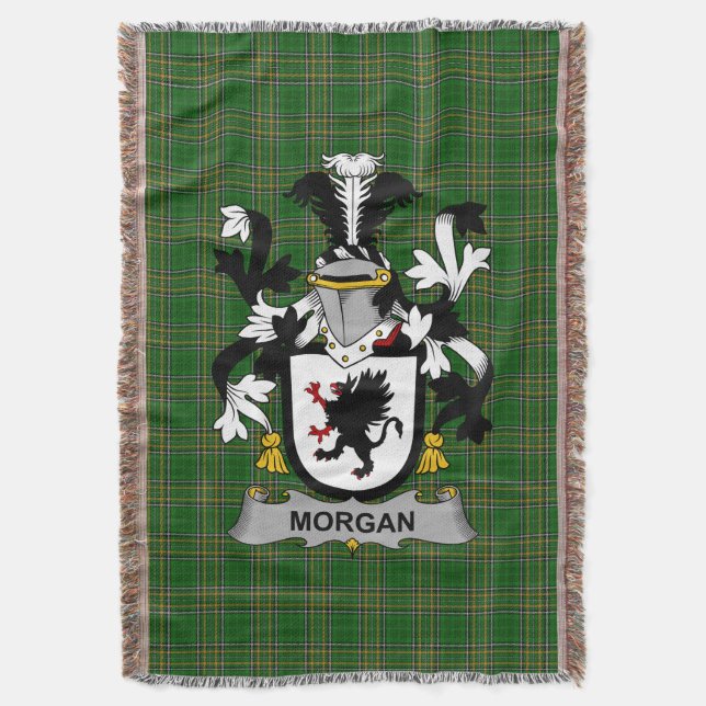  Irish Morgan Coat of Arms Family Crest Ireland Throw Blanket (Front Vertical)