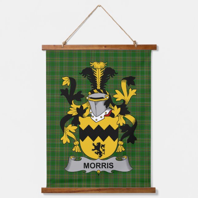 Irish Morris Coat of Arms Family Crest Hanging Tapestry (Front)