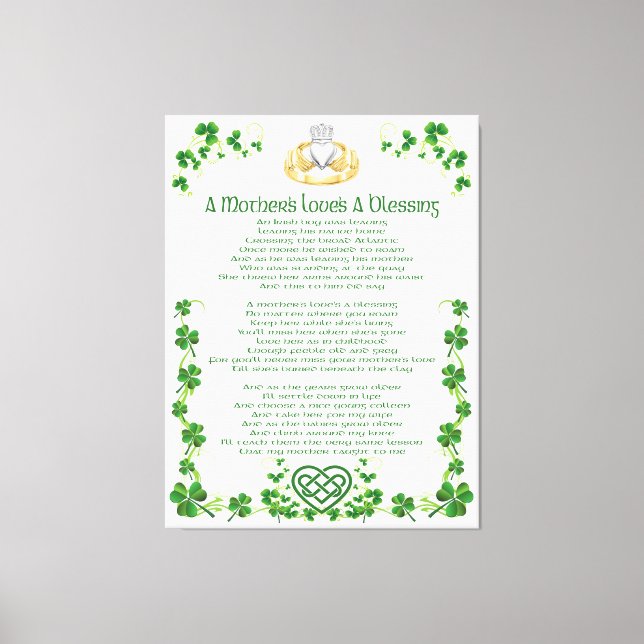 Irish Mothers Love is A Blessing Canvas Print (Front)