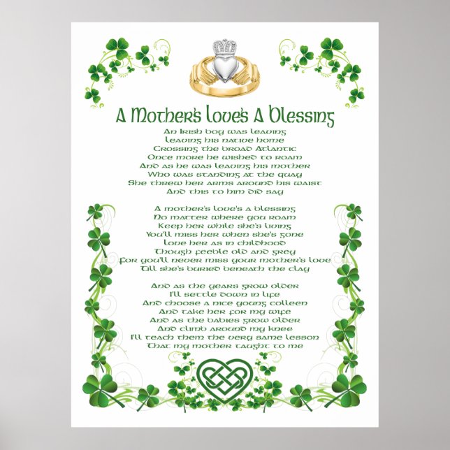 Irish Mothers Love is A Blessing Poster (Front)