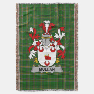 Irish Mullan Coat of Arms Family Crest Ireland Throw Blanket