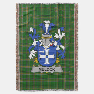 Irish Mulock or Mullock Coat of Arms Family Crest Throw Blanket