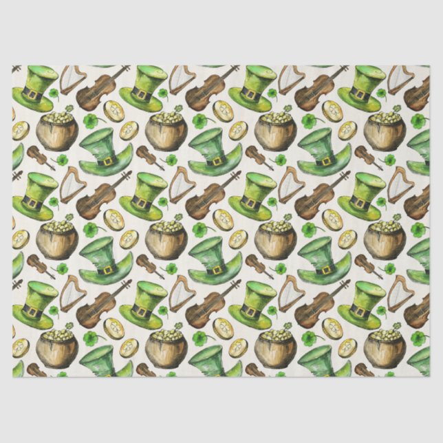 Irish Music For St. Patrick's Day Tissue Paper (Front)