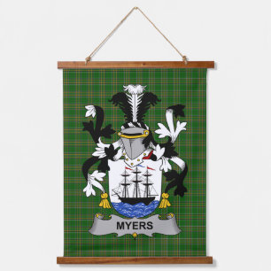 Irish Myers Coat of Arms Family Crest Hanging Tapestry