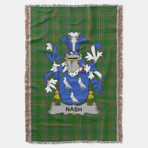 Irish Nash or Naish Coat of Arms Family Crest Ire Throw Blanket