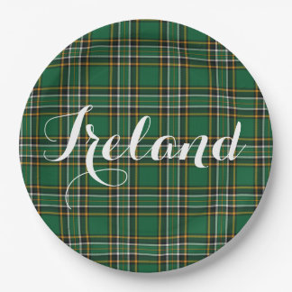 Irish National Tartan & Customisable Text Paper Plate