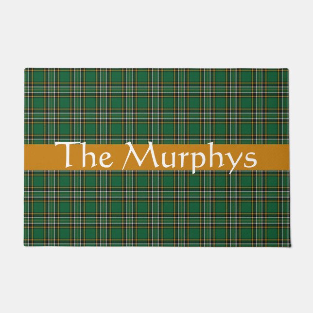 Irish National Tartan  Personalised Front Door Doormat (Front)