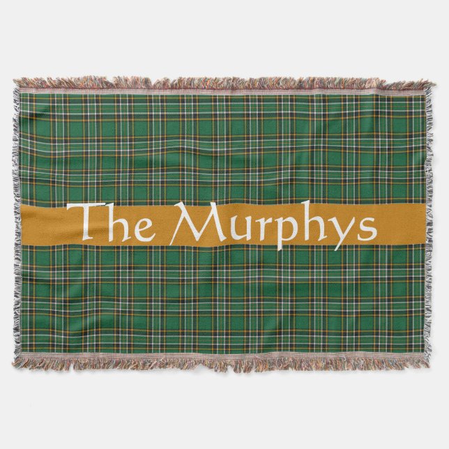 Irish National Tartan  Personalised  Throw Blanket (Front)