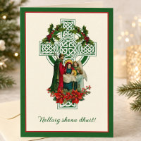 Irish Nativity Virgin Mary Jesus Poinsettias Holi