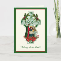 Irish Nativity Virgin Mary Jesus Poinsettias Holi