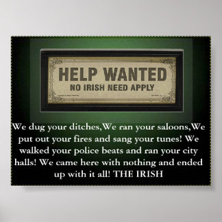 Irish need not apply poster