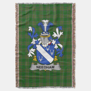 Irish Needham or O_Nee Coat of Arms Family Crest Throw Blanket