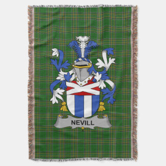 Irish Nevill or Neville Coat of Arms Family Crest Throw Blanket