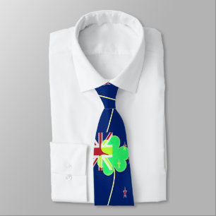 Irish New Zealand Flag Shamrock Clover St. Patrick Tie