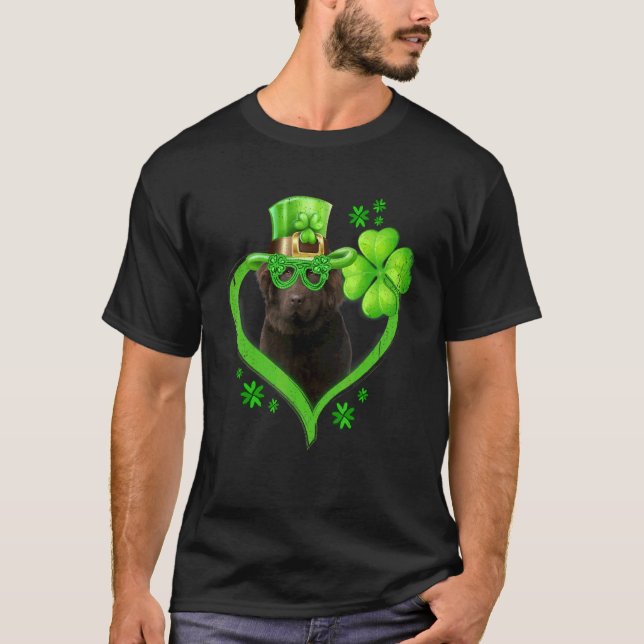 Irish Newfoundland Dog Love Shamrock St Patrick S  T-Shirt (Front)